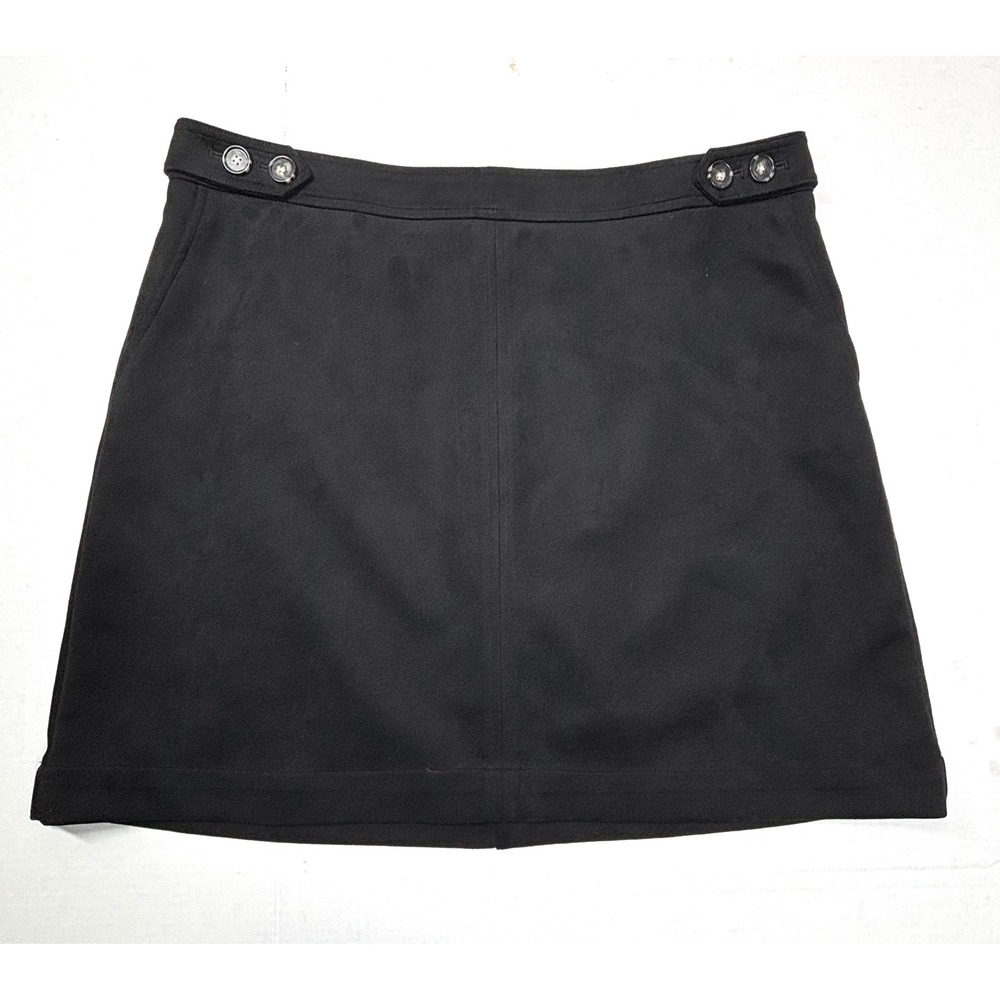 LOFT Outlet Black Mini Skirt Buttons Women 14 Retro 60s Goth Whimsigoth Academia